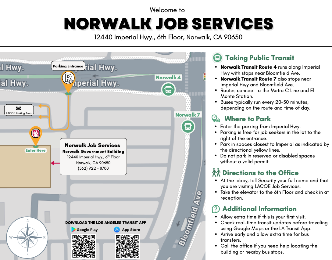 Norwalk Job Services parking map
